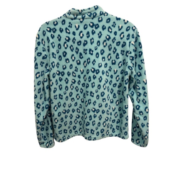 EDDIE BAUER Girls Large 14/16 Fleece Jacket Full Zip Blue Leopard EUC - Picture 3 of 3